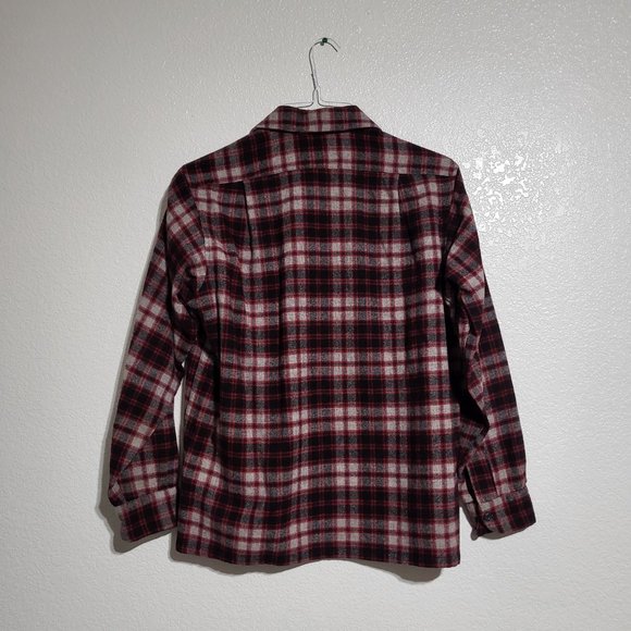 Vintage Men's Pendleton Plaid Button Front Long Sleeves Shirt in Red and‎ Gray - Picture 7 of 10